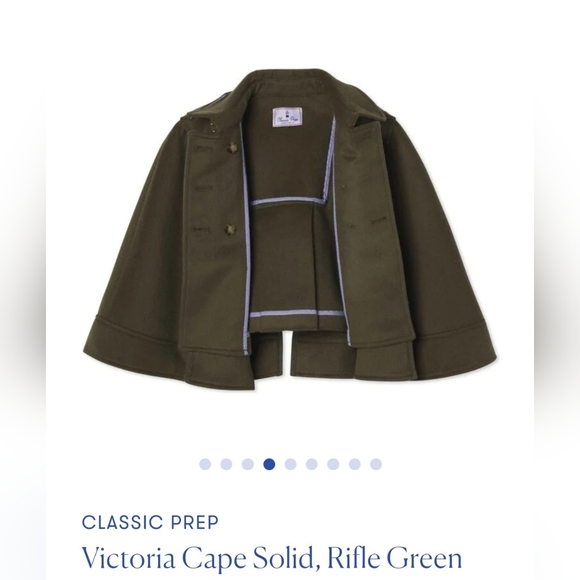 📢 NWT Classic Prep GIRLS Olive Green Victoria Cape Riffle Coat (Size: XS,S,M) - Picture 2 of 9